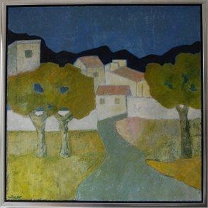 schilderij_dorp_0450.jpg - Dorpsgezicht in de Provence, olieverf op doek, 70x70 cm