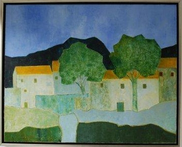 schilderij_dorp_0461.jpg - Dorpsgezicht in de Provence, olieverf op doek, 100x80 cm