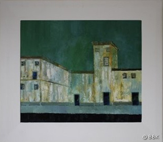 schilderij_toscane.JPG - Dorpsgezicht Toscane, 70x60 cm