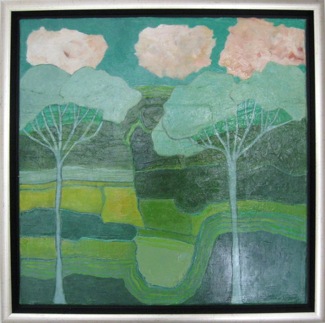 108.JPG - Landschap met wolkenspel, olieverf op doek, 40x40 cm