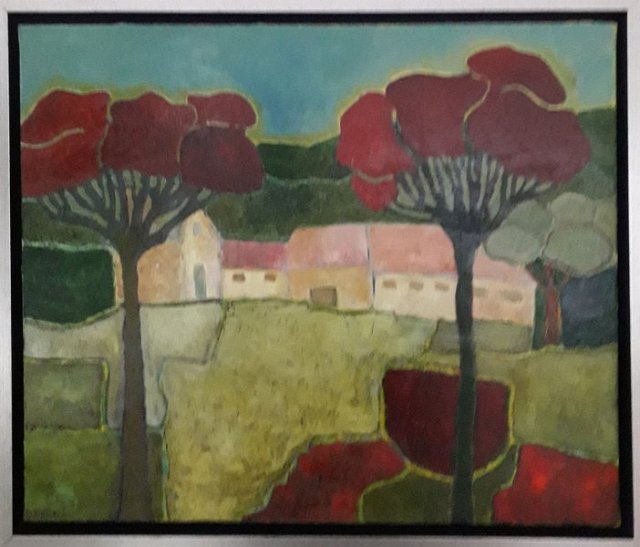 P09F09.jpg - Toscaans dorplandschap, olieverf op doek, 60x50 cm